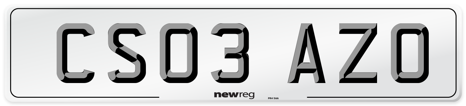 CS03 AZO Number Plate from New Reg